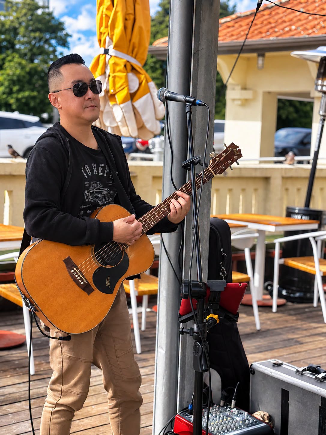 playing guitar