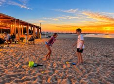 playing in sand