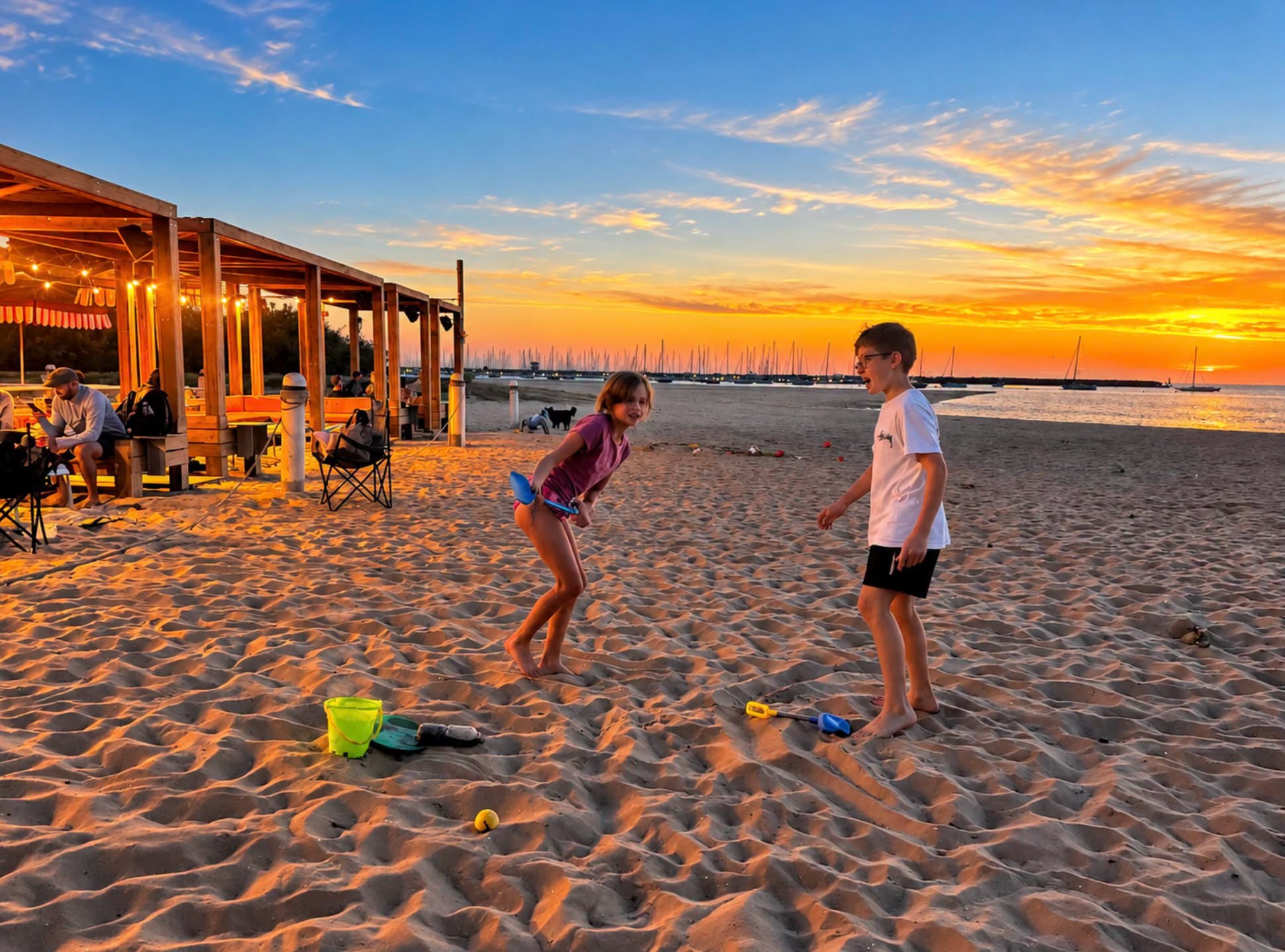 playing in sand